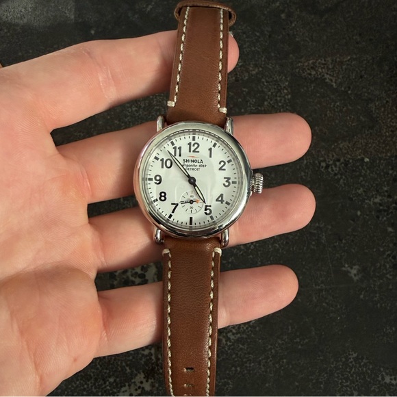 36 mm Shinola Runwell Brown Leather Strap Watch - Picture 6 of 8